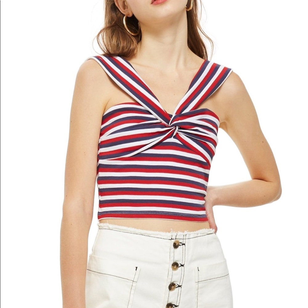 top shop // stripe knot crop top